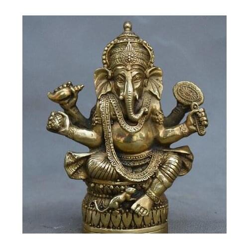 Copper Statue Tibetan Buddhism Brass Ganesha Ganapati Ganesh Lord God Elephant Buddha Statue