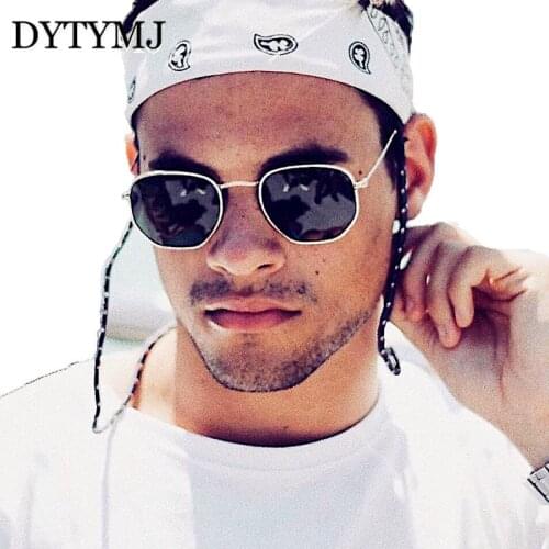 DYTYMJ 2021 Polygon Vintage Men Sunglasses Luxury Brand Glasses Men Retro Eyeglassses Women/Men Metal Oculos De Sol Masculino