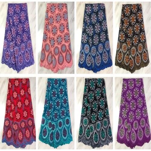 New African Cotton Lace Embroidery Fabric Stretch Ankara Top Quality Swiss Voile Bright Latest For Party Line about 5yards