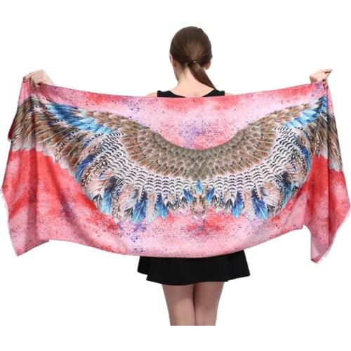 New designer brand high quality Female printing feather long blanket winter wrapped scarf warm shawl scarves For women