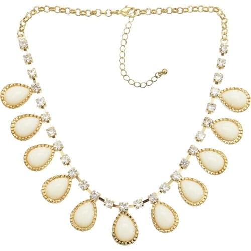 New Fashion Cute Golden Round Resin Gemstone Necklace