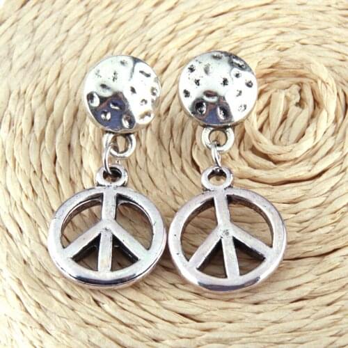 New arrive Fashion Alloy DIY Peace Stud Earring Free shipping