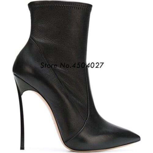 New Arrival Women High Heel Ankle Boots Pointed Toe Women Boots Stiletto Heel Short Boots Black Autumn Winter Boots 10cm/12cm