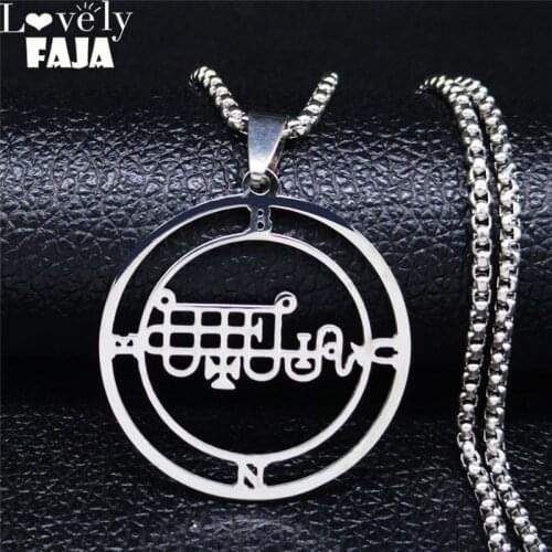 2021 Stainless Steel Demon Seal Chain Necklace Men/Women Silver Color Satan BUNE Necklaces Jewery colar masculino N1255S03