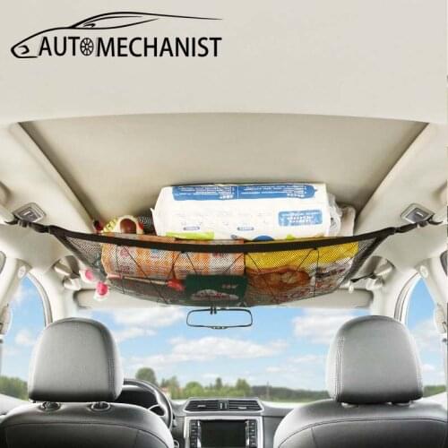 Portable Car Ceiling Storage Net Pocket Auto Roof Breathable Organizer In The Trunk Accessories Car Roof Cargo Storage Net Bag