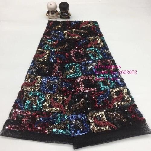 Multi-color cascade sequined embroidery monogram style fashionable European and American style fabric used for dress design XX