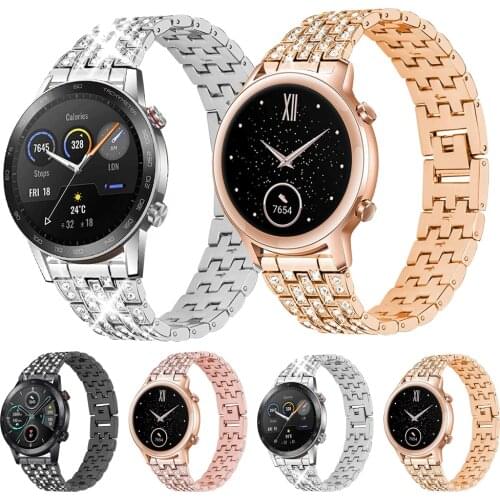 Stainless Steel Diamond Strap for HONOR Magic 2 42mm 46mm Watch Women Band for Honor Watch ES GS Pro Bracelet Metal Belt 20 22mm