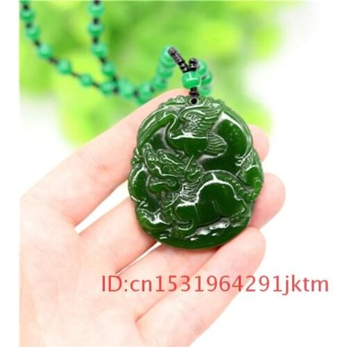 Hand Men Necklace Dragon Fashion Chinese Pendant Jadeite Charm Carved Gifts Jade Jewelry Amulet Green Women for Natural