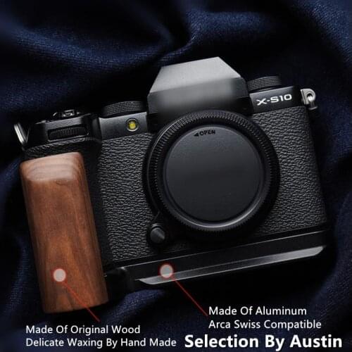 Hand Grip W Quick Release Plate L Bracket For FUJI XS10 X S10 Walnut Hand Made Arca Swiss