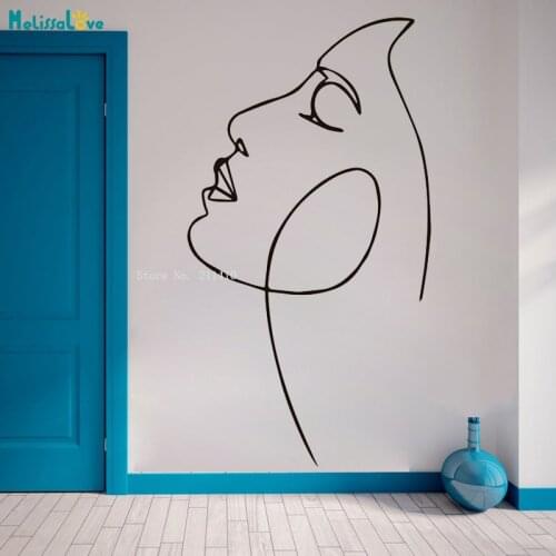Outline Face Wall Stickers Art Minimalist Drawing Self-adhesive Home Decor Murals New Design Office Study YT5987