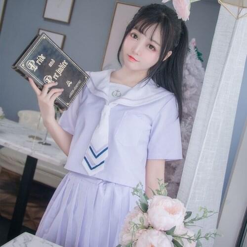 JK Japanese School sailor uniform fashion school class navy sailor school uniforms for Cosplay girls suit 3 Pcs / Set