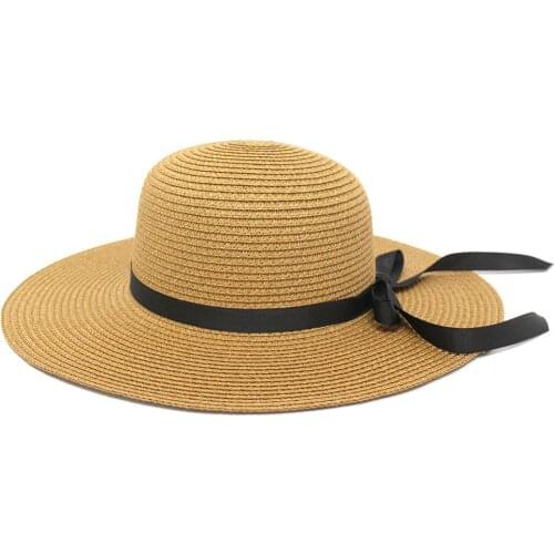 New 2020 Hot Sale Round Top Raffia Wide Brim Straw Hats Summer Sun Hats for Women With Leisure Beach Hats Lady