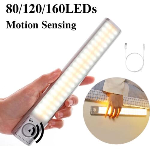 LED Wardrobe Lamp Closet Light with Motion Sensor Light Kitchen Lighting USB Rechargeable Under Cabinet Lights for Bedroom