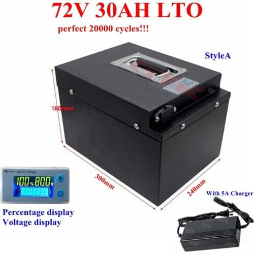 Waterproof LTO 72V 30AH Lithium titanate battery BMS 30S for 5000W motorcycle golf cart bike scooter bicycle Forklift+5A charger