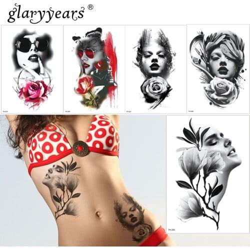 Glaryyears 1 Sheet Temporary Tattoo Sticker Fashion Fake Tatoo Person Flash Tatto Waterproof Small Body Art Men Women TH Link 02