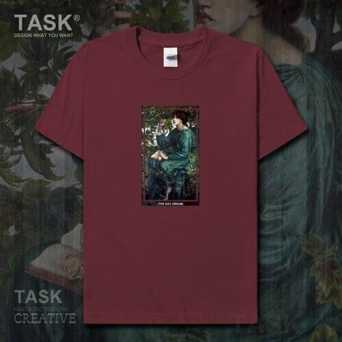 World famous painting series t-shirt Rossetti Art Painting The Day Dream Short sleeve clothes cotton summer Retro Streetwear new