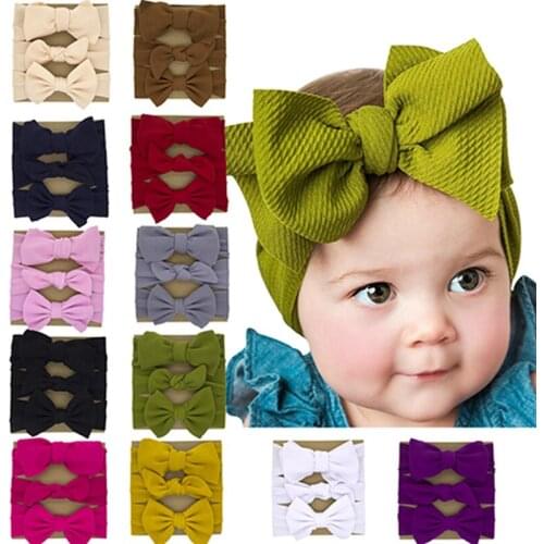 Yundfly 3 pack New Baby Girls Headbands Corn Kernel Fabric Bowknot Turban Headwrap Newborn Hair Bows Accessories