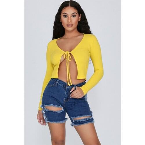 Women Sexy Hole Skinny Jean Shorts Casual Slim Ripped Stretch Denim Shorts Female Vintage Zipper Button High Waist Cropped Short