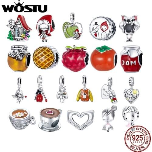 WOSTU Authentic 925 Sterling Silver Autumn Pumpkin Pie Charms Pendant Fit Original Bracelet Women Fashion DIY Jewelry Gift