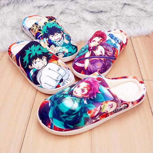 Slippers For Men Women Kids Naruto One Piece Luffy Monokuma Anime Game Cute Indoor Slippers Winter Home Warm Boots Daily Suit