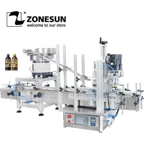 ZONESUN ZS-XG1870V Automatic Tabletop Benchtop Plastic Bottle Caps Capping Tightening Machine Line With Vibratory Bowl