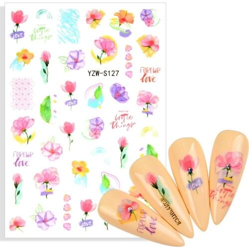 1 Sheet Spring Nail Sticker Flower Leaf Tree Green Simple Summer DIY Decals For DIY Manicuring Nail Art Decoration Accessories