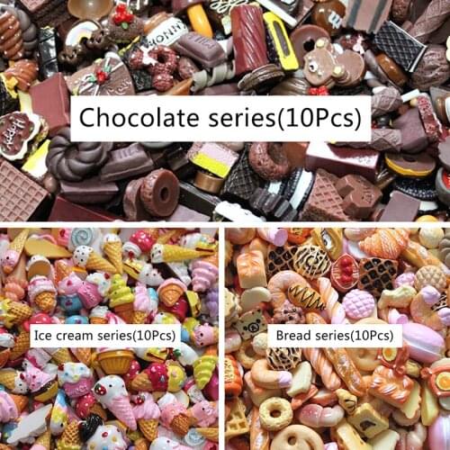 10Pcs Dollhouse Mini Lucky Bag Blind Box Cake Candy Bread Home Craft Decor Cake Kids Kitchen Toys