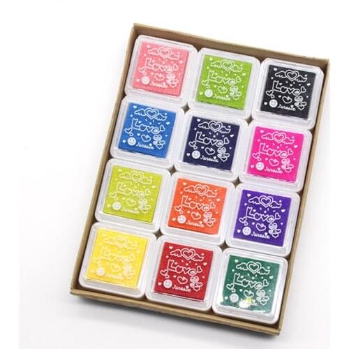 12 Colors Cute Fashion Child Oil Based For DIY Craft Rubber Stamps For Ink Pad Fabric Wood Paper Wedding Gift Finger Print
