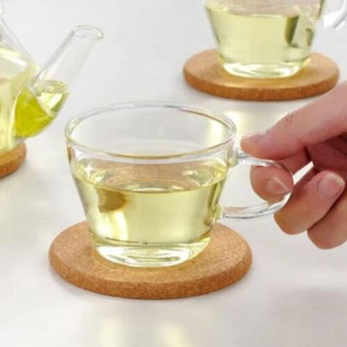2pcs Cork Drink CUP Placemats Round Tea Coffee Coasters Mat Wine Cup Tablemats Tableware Wooden Mat
