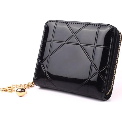 2020 Plaid Bright Leather Women purses Short Female Wallet Zipper Hasp Women Clutch Fashion Card Holder Casual Coin Money Bag