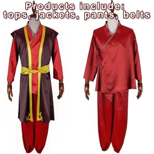 Animated Avatar: The Last Airbender Zuko Prince Zuko Cosplay Costume Cosplay Long Costume Jacket Pants Top Halloween Purple 4PCS