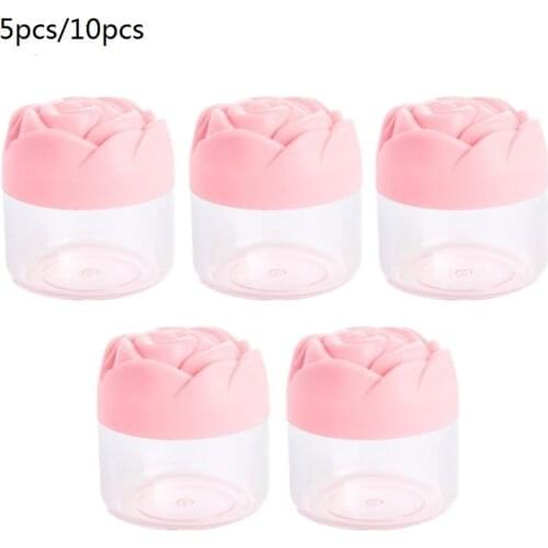 5/10Pcs 20g Clear Cream Jar with Rose Pattern Lid Empty Bottles Cosmetics Lotion Plastic Container Refillable Makeup Storage Pot