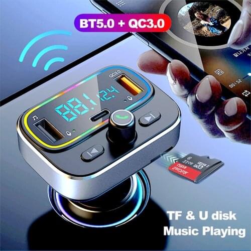 JINSERTA Car MP3 Player Bluetooth FM Transmitter Mobile Phone Fast Charger PD20W USB QC3.0 Quick Charge U Disk Music Player