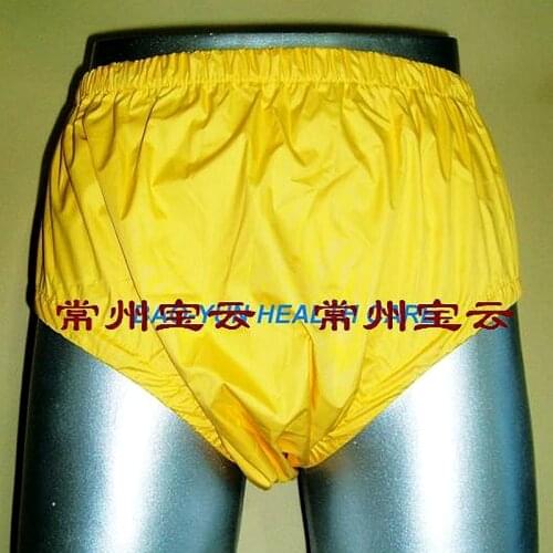 Free Shipping FuuBuu2202-YELLOW-XL-1PCS adult diapers non disposable diaper plastic diaper pants PUL ABDL