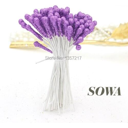 Free Shipping Purple Color Size 5mm Xmas Single head Iron Wire Pearl Stamen For Christmas Flower Wedding Decoration 160pcs/Lot