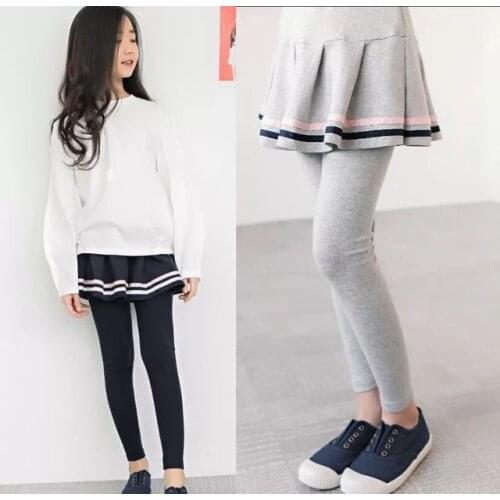 3 4 5 6 7 Years Girls Pants Spring Autumn Korean Skirt Leggings Fake Two Pieces Culottes New Arrival Toddler Baby Trousers New