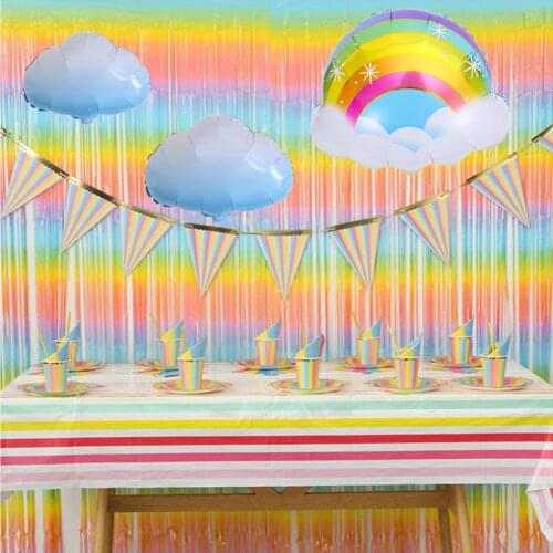 Rainbow Theme Kids Birthday Party Paper Plate Cup Colorful Dessert Table Tableware Disposable Supplies Baby Shower Decorations