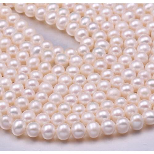 Natural Freshwater Pearl Beads For DIY Jewelry Making Necklaces Bracelets Earrings White 6-7mm 36cm