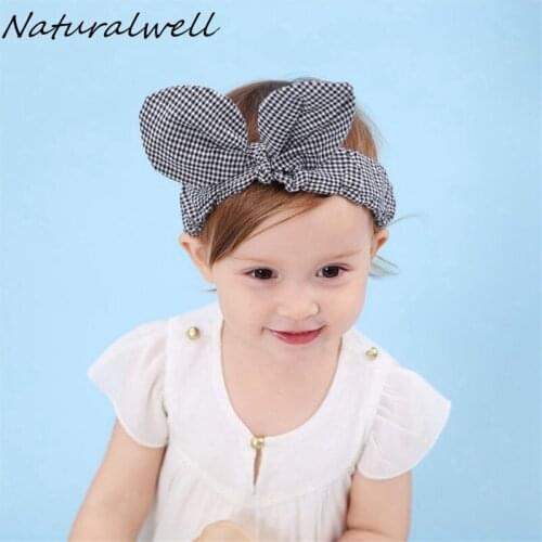 Naturalwell Baby big Bow Headband Kids Head Wraps Little girls Headwrap Cotton Hair Bows Child Headbands turban top knot HB108