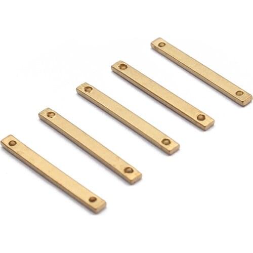 40pcs Raw Brass 2x20mm Tiny Flat Rectangle Charms Connectors Earring Charms For DIY Bracelet Necklace Jewelry Findings Making