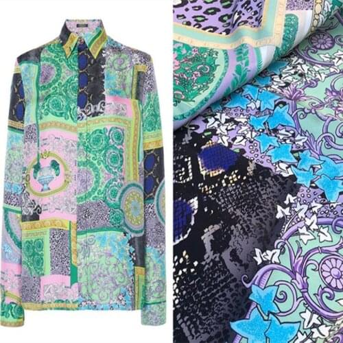 Italian brand fashion fabric digital printing polyester textile sewing material fabric for dress shirt diy scarf handmade DIY
