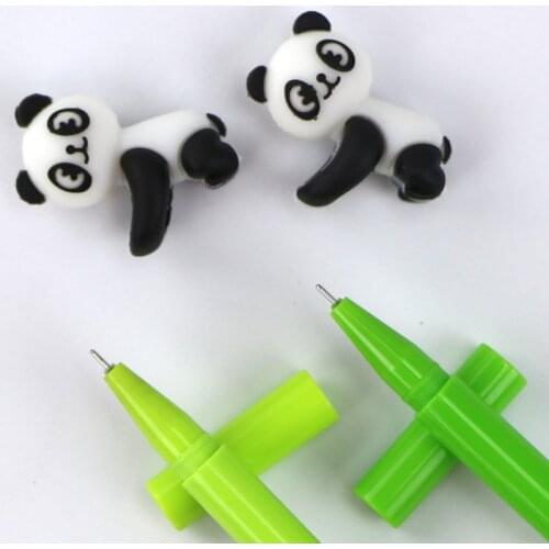 Korean cute cartoon panda plastic neutral pen Writing creative bamboo fountain pen, 0.5mm black pen, student supplies