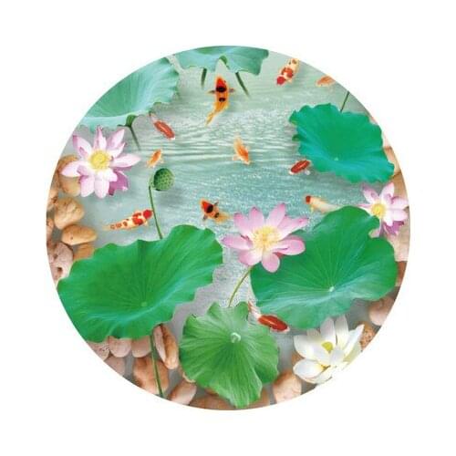 Beautiful lotus small fresh green round small carpet floor mats bedroom living room home decoration