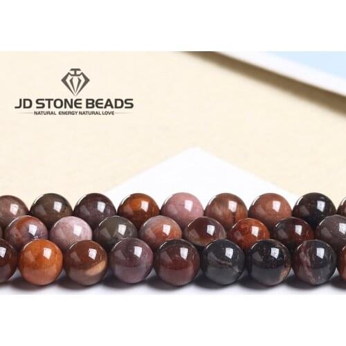 Natural Wood Fossil Stone Round Loose Beads For Jewelry Making 4 6 8 10 12 14mm DIY Bracelet Accessories 15'' Strands