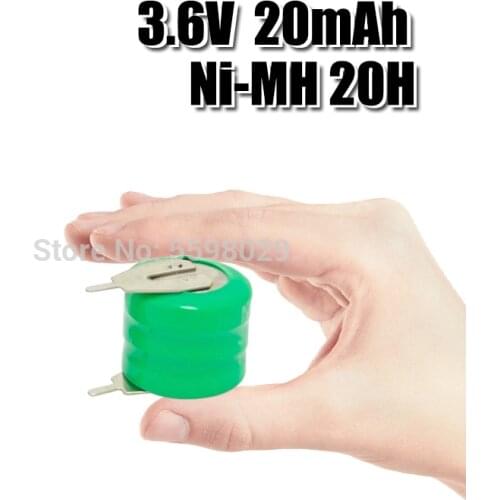 3.6V 20mAh Ni-MH Li-Po Lithium Li-polymer Bateria Batteries Rechargeable Button Coin Cell Battery With Solder Pins