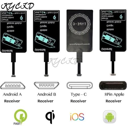Micro USB Type C Qi Fast Wireless Charger Receiver For iPhone 6 7 Plus Universal Charging Receiver For Xiaomi Samsung Huawei