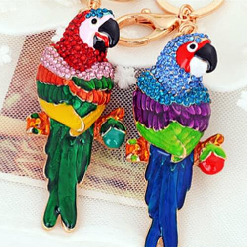 Fashion Keychain Keyring blingbling Rhinestone parrot Key Chain Ring A209