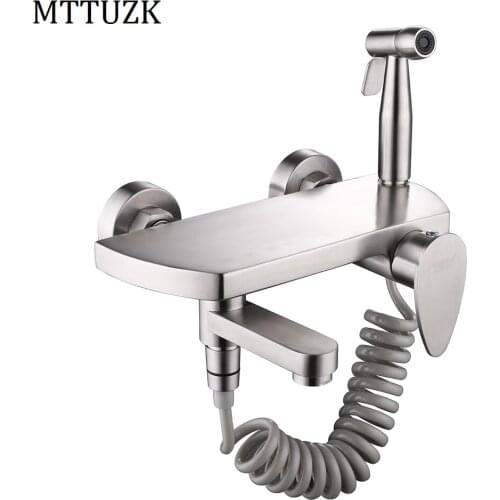 MTTUZK High quality 304 stainless steel shower faucet shower set with bidet spray gun rack multi-function mixing valve taps