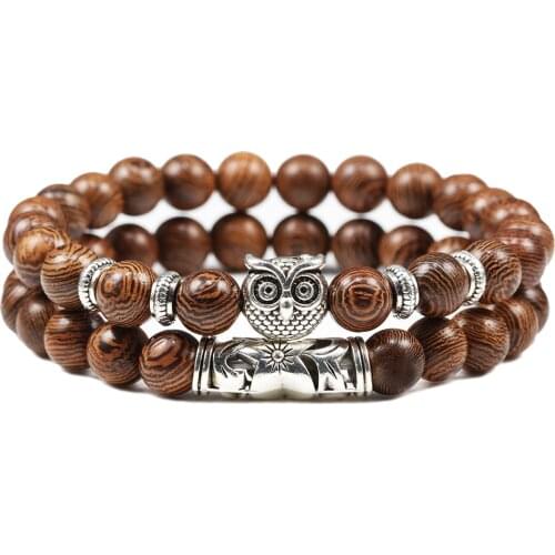 Mens Bracelet Classic Natural Stone Onyx Tiger Eye Bracelets Women Owl Buddha Yoga Healing Beads Strand Handmade Jewelry Hombres