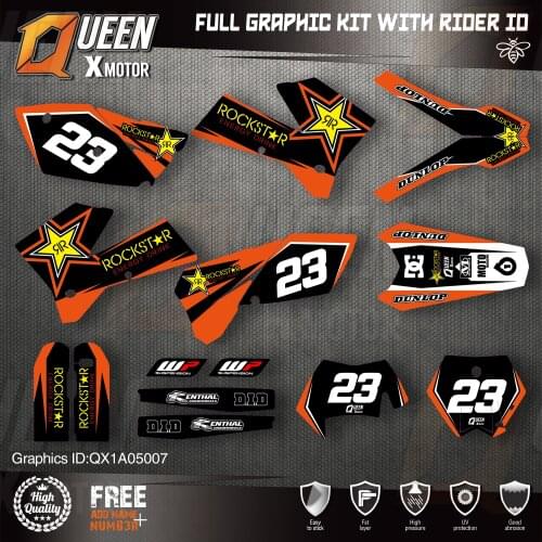 QUEEN X MOTOR Custom Team Graphics Decals 3M Stickers Kit For KTM 2005 2006 SX SXF , 2005 2006 2007 EXC XC-W EXC-F 007